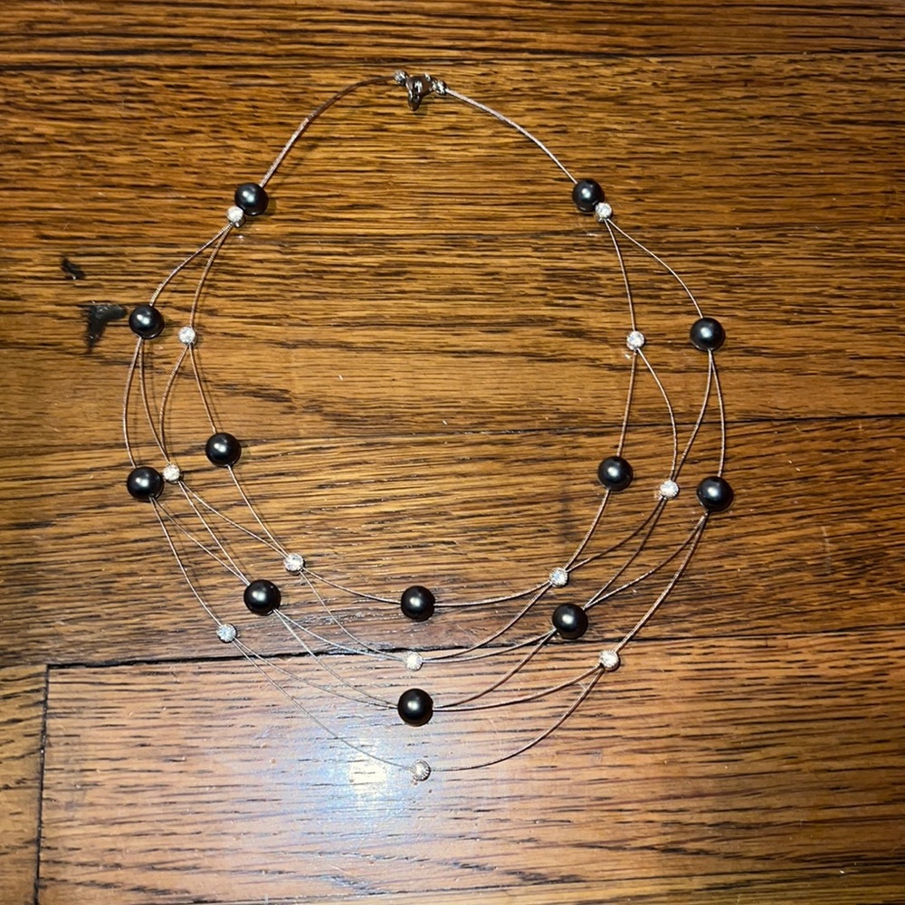 90s 2000 vintage millennial y2k Pearl rhinestone necklace